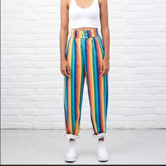 NWT Lucy & Yak Addison Rainbow Trousers - Picture 1 of 2